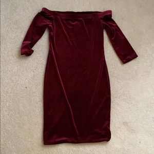 NEW! F21 Red Velvet Off The Shoulder Mini Dress